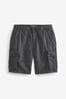 Charcoal Grey Washed Cotton Cargo Shorts