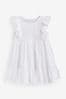 White Jersey Woven Mix Embroidered Dress (3mths-7yrs)