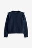 Navy Blue Cotton Rich Frill Shoulder School Cardigan (3-16yrs)