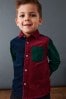 Red Colourblock Corduroy Shirt (3mths-7yrs)