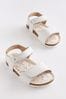 White Leather Standard Fit (F) Leather Corkbed Sandals, Standard Fit (F)