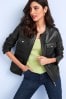 Black Collarless Leather Jacket