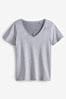 Marl gris - T-shirt col en V Essentiels Manche courte