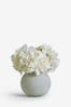 Cream Artificial Hydrangea Bouquet In Natural Pot