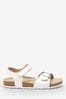 White Leather Standard Fit (F) Leather Corkbed Sandals, Standard Fit (F)