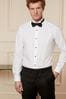 White Slim Fit Double Cuff Dress Shirt and Bow Tie Set, Slim Fit