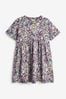 Lilac Purple/Green Floral Ditsy Print Short Sleeve Jersey Dress (3-16yrs)
