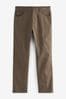 Brown Mushroom Slim Fit Textured Soft Touch Stretch Denim Jean Style Trousers, Slim Fit