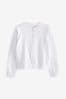 White Cotton Rich Frill Shoulder School Cardigan (3-16yrs)