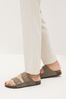 Taupe Leather Two Buckle Sandals