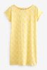 Gelbes Blümchendesign - Tunikakleid mit überschnittenen Ärmeln aus 100% Baumwolle in Relaxed Fit, Regular