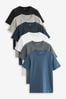Schwarz/Schiefer/Grau meliert/Weiß/Marineblau/Blau - Schmale Passform - T-Shirts im 6er-Pack, Slim Fit