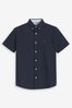 Marineblau - Reguläre Passform - Kurzärmliges Oxford-Hemd, Regular Fit