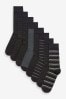 Black/Grey Mix 8 Pack Pattern Socks, 8 Pack