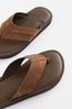 Tan Brown Leather Flip Flops