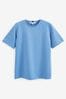 Blau - Schweres Kurzarm T-Shirt mit Rundhalsausschnitt, Regular