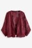 Berry Red Sheer Embroidered Kimono