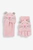 JoJo Maman Bébé Pink Girls' Cat Gloves
