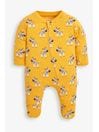 Yellow Zebra - JoJo Maman Bébé Print Zip Cotton Baby Sleepsuit