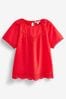 Red Short Sleeve Broderie T-Shirt, Regular