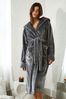 Threadbare Grey Faux Fur Trim Dressing Gown