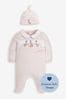 JoJo Maman Bébé Pink Jemima Puddle-Duck Smocked Sleepsuit & Hat Set