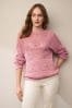 Pink Stitch Detail Long Sleeve Jumper