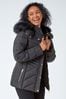 Roman Black Petite Faux Fur Hood Puffer Jacket