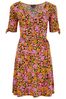 Pour Moi Mustard Orange Floral Bella Fuller Bust Slinky Stretch Tie Sleeve Mini Dress