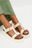 Bone White Forever Comfort® Leather T-Bar Flatform Sandals