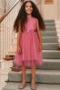 Rose Pink Mesh Tie Back Party insert Dress (3-16yrs)
