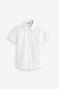 Clarks White Short Sleeve Senior Boys School Shirt with Stretch, Short Sleeve