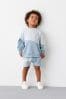 Light Blue Colourblock Sweatshirt jacquard And Shorts Set (3mths-7yrs)