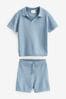 Blue Knitted Bouclé T-Shirt And Shorts Set (3mths-7yrs)