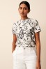 Black/White Swirl Print 100% Cotton Relaxed Fit Short Sleeve T-Shirt