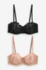 Black/Nude Non Pad Strapless Bras 2 Pack