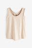 Taupe Sparkle Stitch Raw Edge Scoop Neck Vest