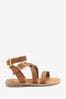 Tan Brown Leather Gladiator Sandals