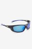 Black/Blue Wrap Polarised Sunglasses