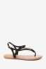 Black Extra Wide Fit Forever Comfort® Leather Plait Toe Post Flat Sandals, Extra Wide Fit