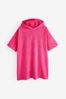 Pink Oversized Hooded Towelling Cover-Up