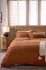 Rust Brown Waffle Duvet Cover and Pillowcase Set