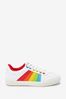 Little Bird by Jools Oliver White Older Rainbow Stripe Trainers, Older