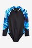 Blue/Black Long Sleeved Swimsuit (3-16yrs)