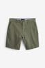 Khaki Green Slim Stretch Chino Shorts, Slim