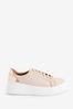 Nude Lace Up Signature Forever Comfort® Leather Chunky Wedges Platform Trainers