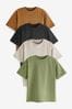 Tan Brown/Khaki Green Relaxed Fit T-Shirts footwear-accessories 4 Pack (3-16yrs)
