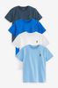 Blautöne - T-Shirts mit Hirsch-Stickerei, 4er-Pack (3-16yrs)