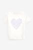 Ecru White Heart Short Sleeve Sequin T-Shirt (3-16yrs)