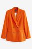 Orange Tailored Double Breasted Textured Blazer
